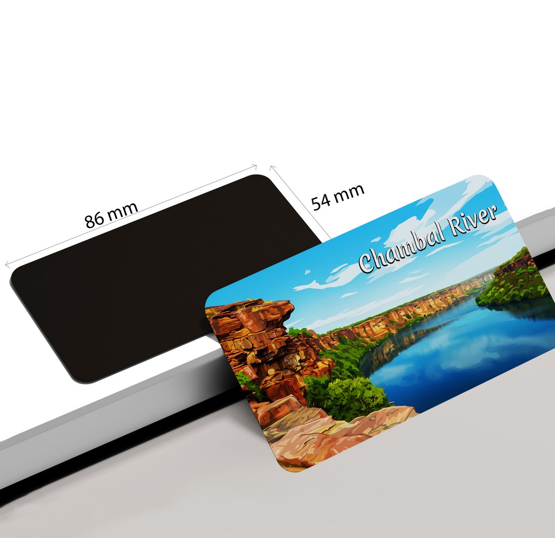 dhcrafts Rectangular Fridge Magnet Multicolor Madhya Pradesh Chambal River Design Pack of 1 (8.6cm x 5.4cm)